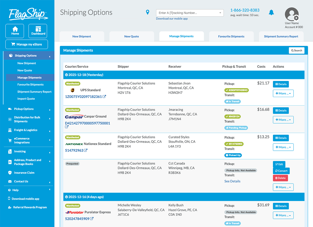 Flagship-Dashboard Flagship Shipping Dashboard