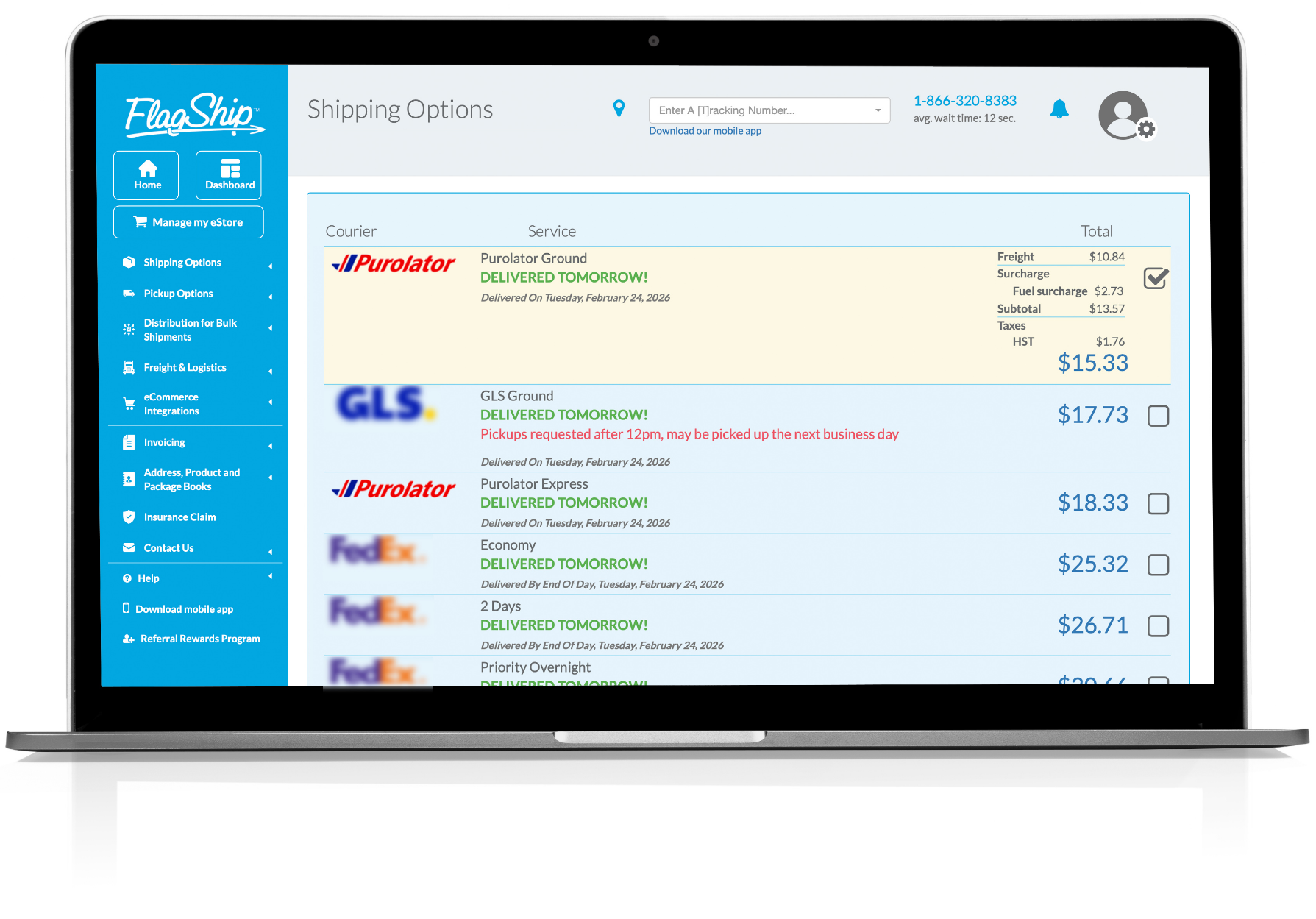Flagship'S Online Shipping System And Purolator