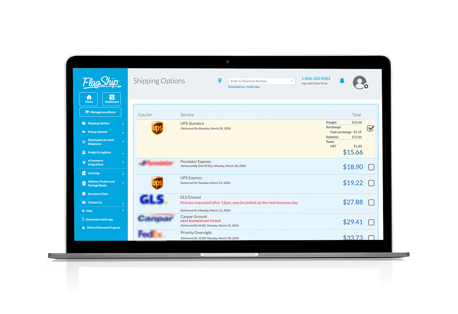 Flagship Online Shipping System For Ups