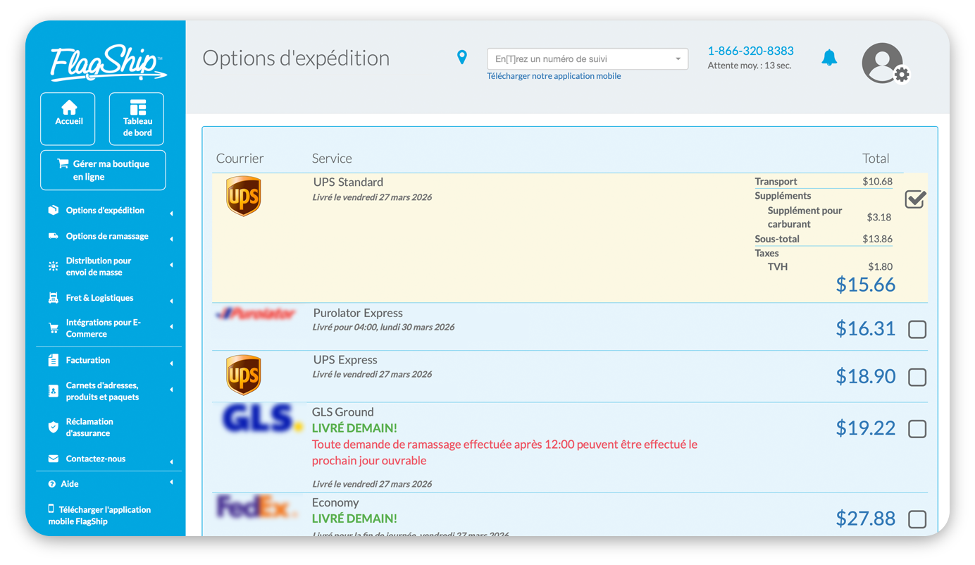 Tarif D'Expédition Ups